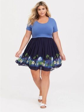 Torrid Disney Lilo & Stitch Moonlit Beach Knit-to-Woven Dress 🌊
